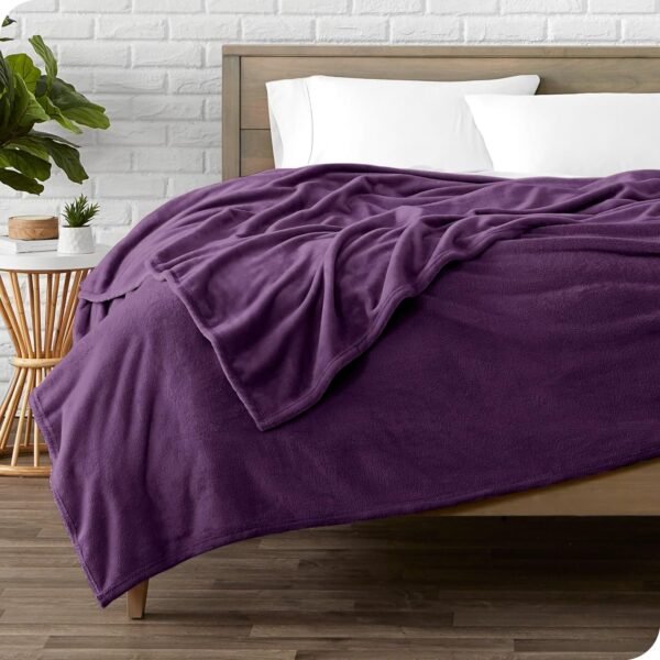 Bare Home Fleece Blanket - Full/Queen Blanket - Plum - Lightweight Blanket for Bed, Sofa, Couch, Camping, and Travel - Microplush - Ultra Soft Warm Blanket (Full/Queen, Plum)