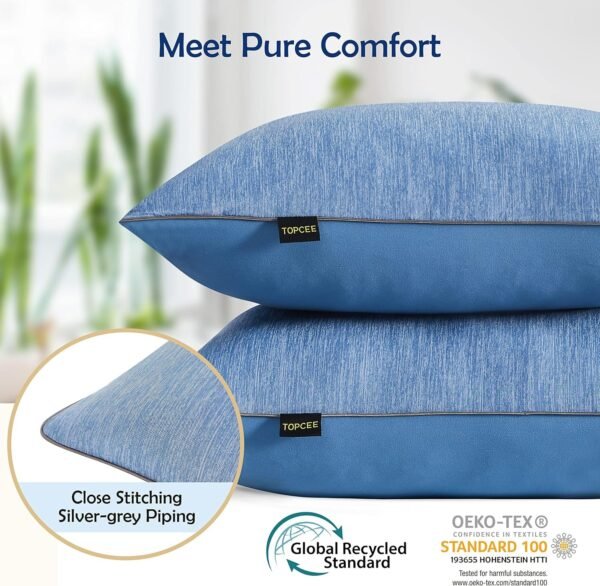 Cooling Bed Pillow Queen Size -2 Pack Hotel Luxury Pillows for Sleeping - Down Filling Supportive Pillows Queen Size Set of 2 for Back Side Stomach Sleepers(20"*28")