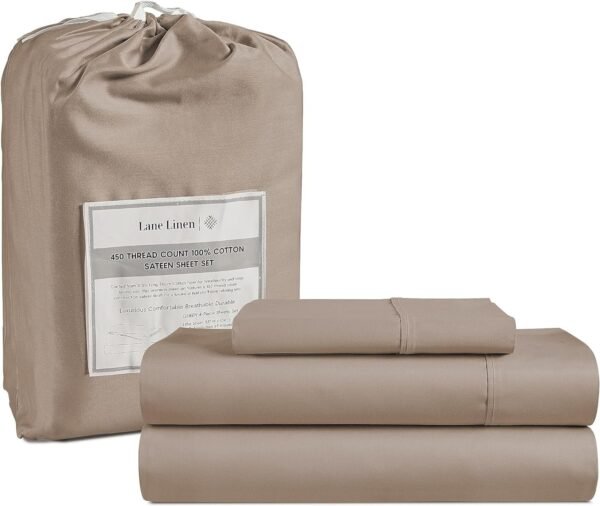Queen Sheet Set, 4 Pc Queen Size Sheets Set, 450 Thread Count 100% Cotton Sheets, Cooling Sheets Queen Size, Soft and Breathable Bed Sheets Queen, Deep Pocket Queen Sheets - Ivory