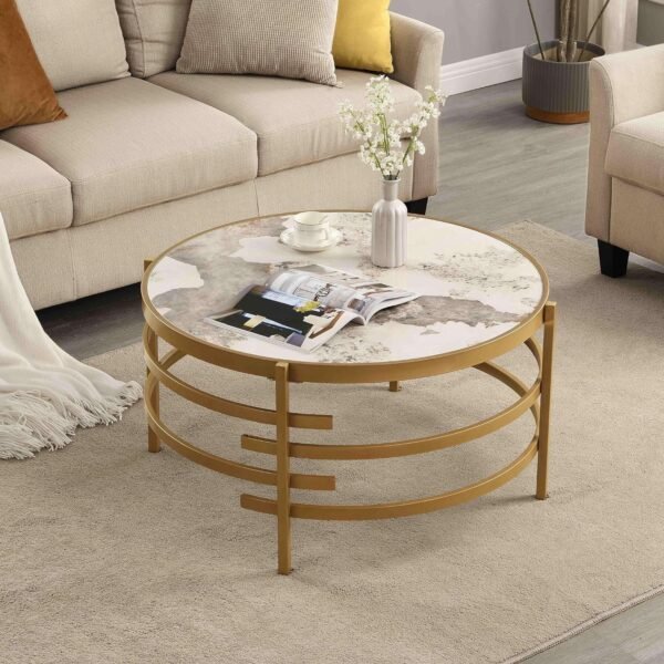 A1ANEl8o2-L._AC_SL1500.jpg Modern Round Sofa Side Table for Living Room, Gold Small Coffee Table with Sintered Stone Top, Metal Frame, Easy Upkeep and Install, 20.7" W High-Temperature End Table
