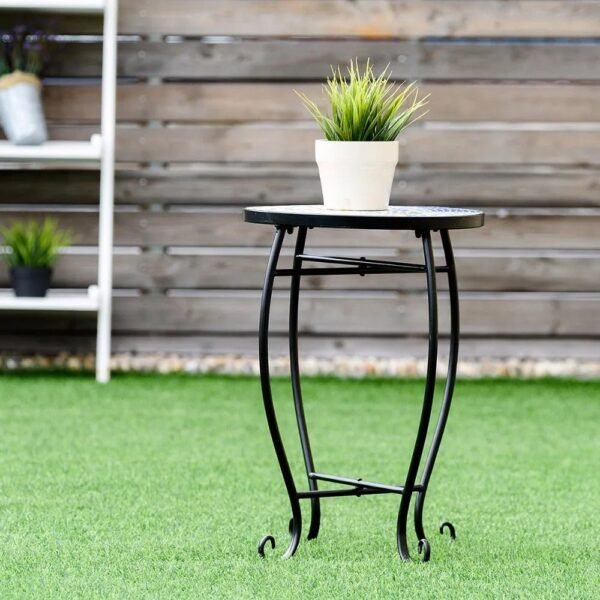Outdoor Indoor Accent Table Plant Stand Scheme Garden Steel Ocean  Home Furniture