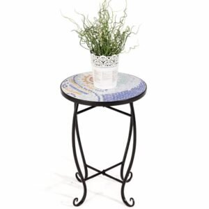 Outdoor Indoor Accent Table Plant Stand Scheme Garden Steel Ocean  Home Furniture