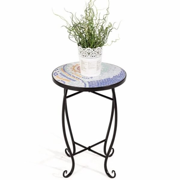 Outdoor Indoor Accent Table Plant Stand Scheme Garden Steel Ocean  Home Furniture