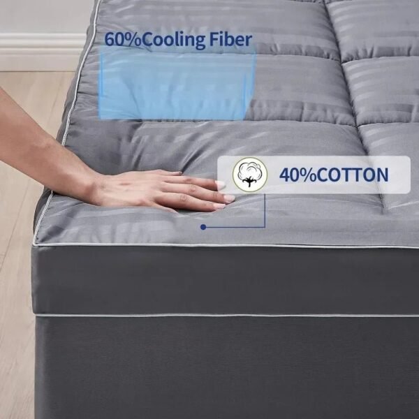 Natural Soybean Fibre Overfilled Plush Pillow Floor Mattress with 8-21 Inch Mattress Protector Pocket 60''x80'' Tatami